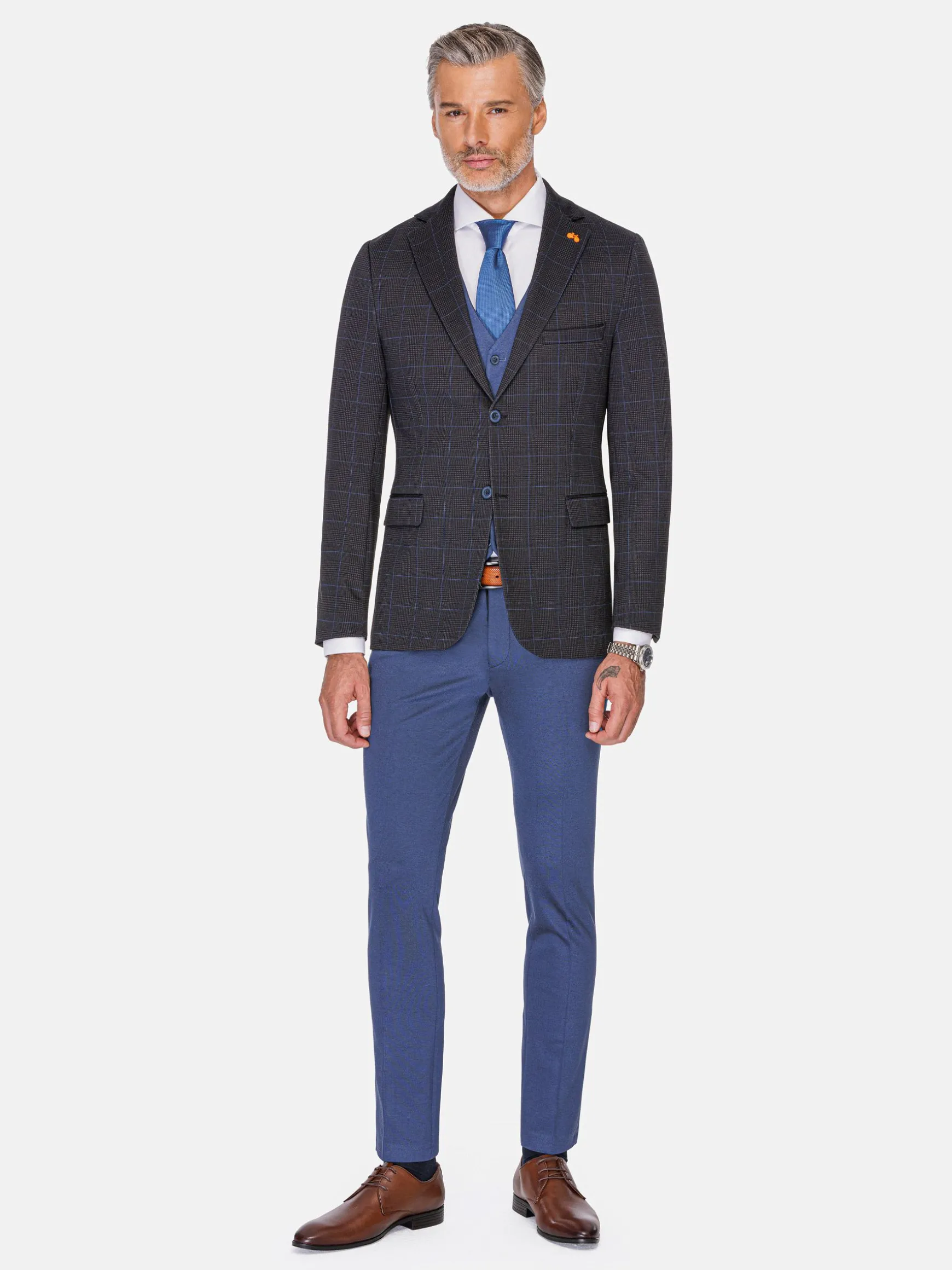 WAM DENIM Pakken & Maatwerk*Archer Slim Fit Plain Indigo Navy Pantalon