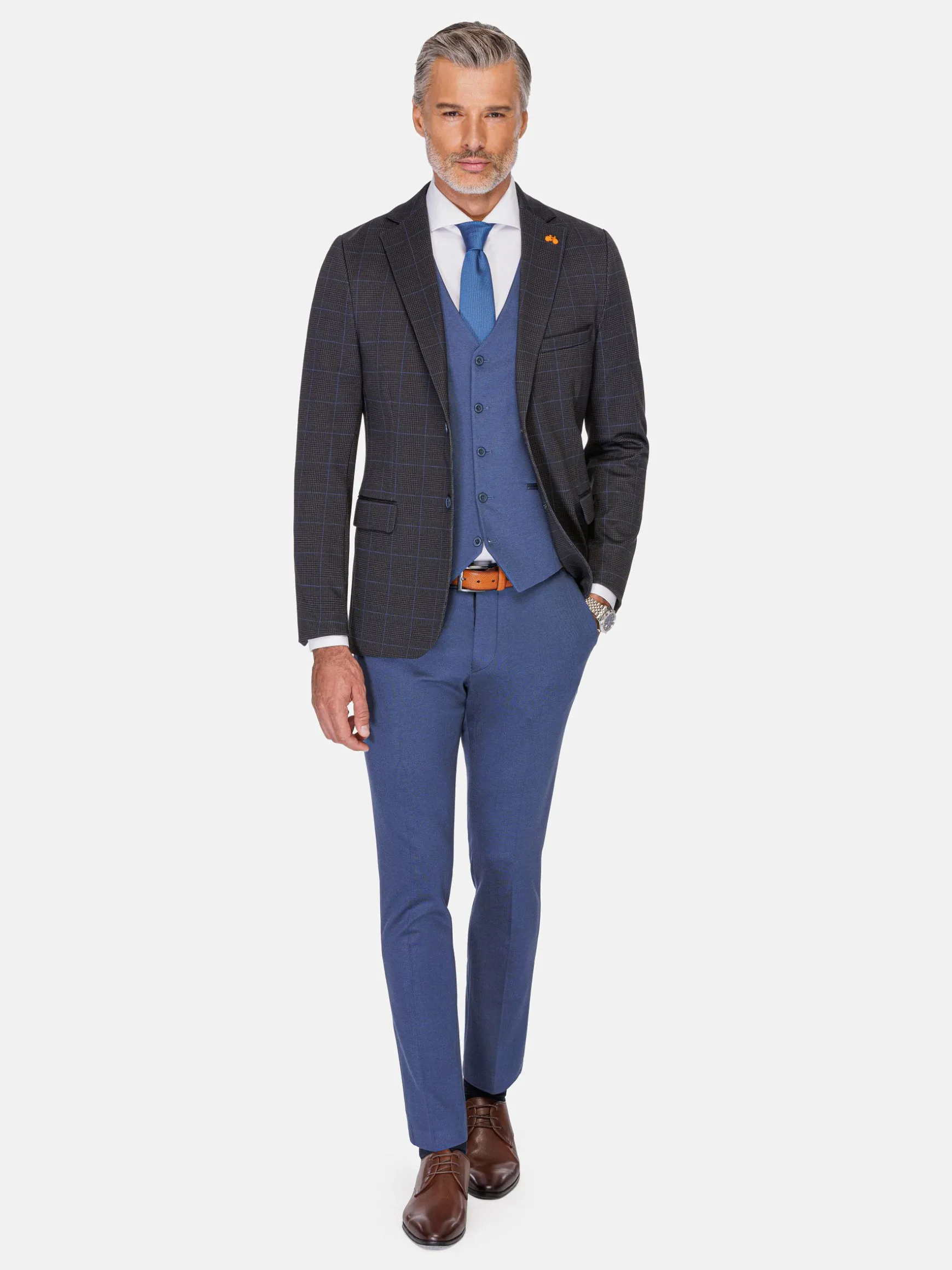 WAM DENIM Pakken & Maatwerk*Archer Slim Fit Plain Indigo Navy Pantalon