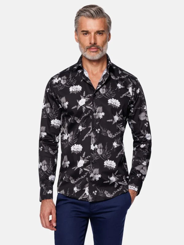 WAM DENIM Overhemd Lange Mouwen*Astoria Floral Black Overhemd Lange Mouw