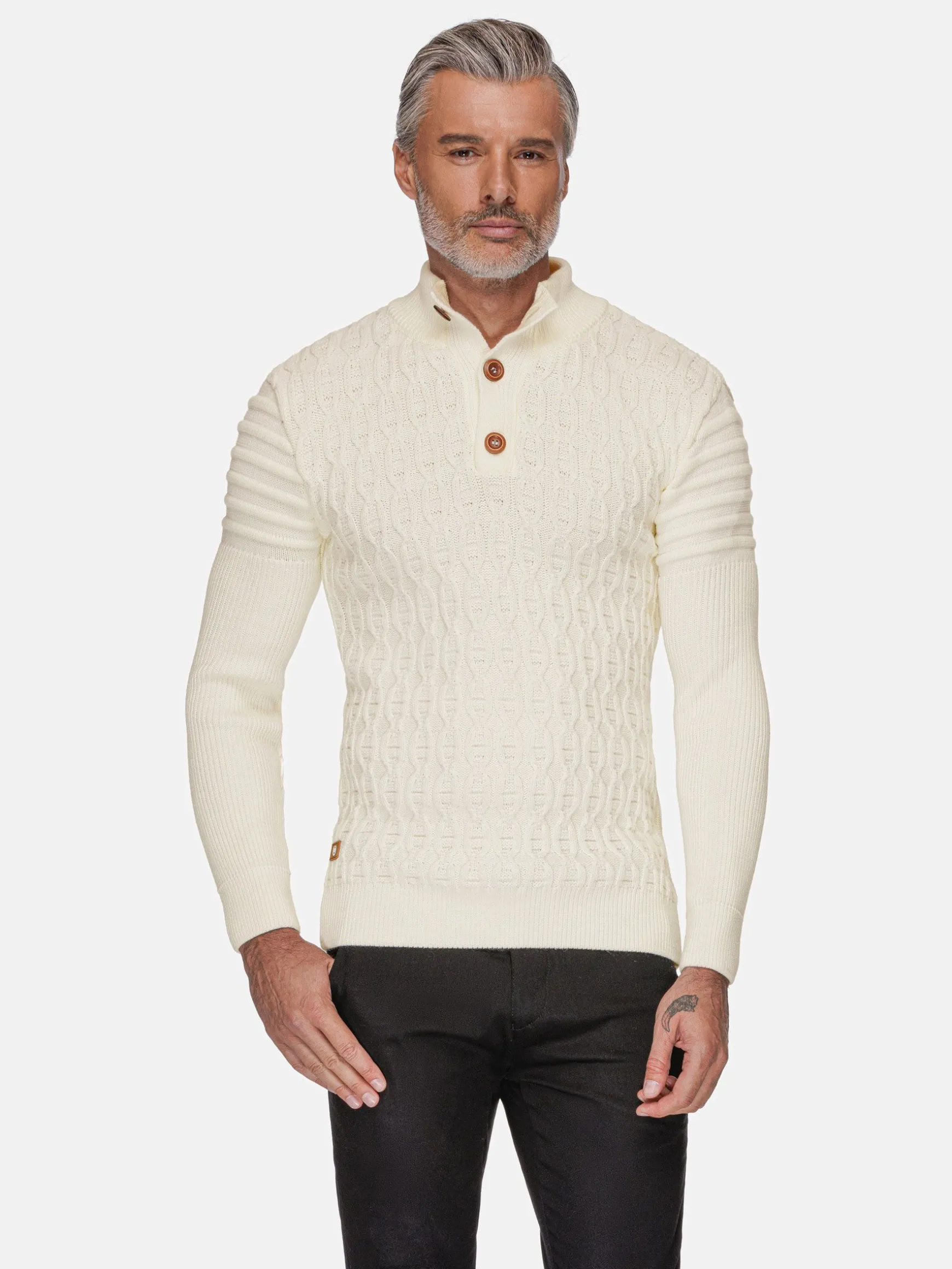 WAM DENIM Truien & Pullovers*Avon Off White Pattern Truien