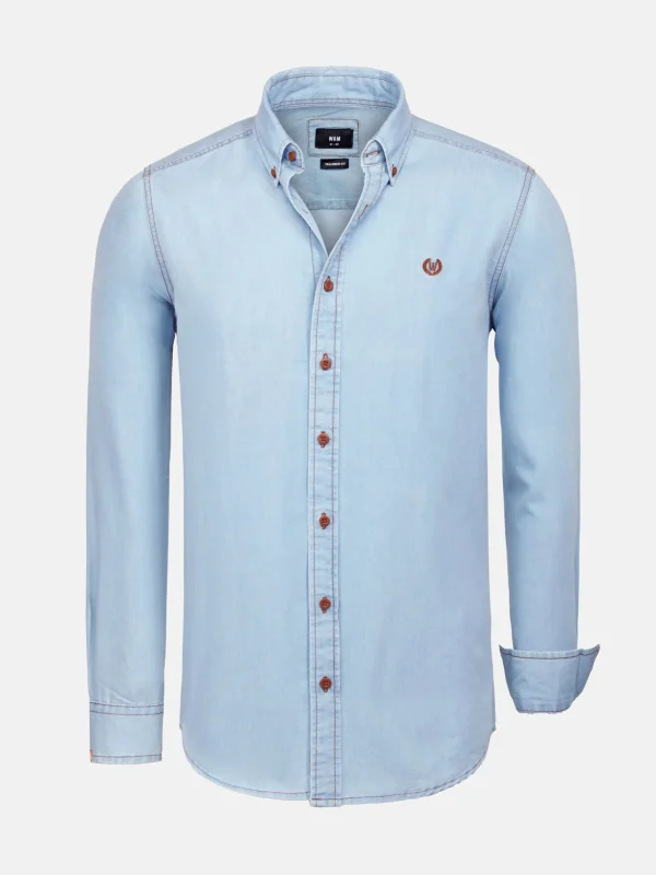 WAM DENIM Overhemd Lange Mouwen*Bali Light Blue Overhemd