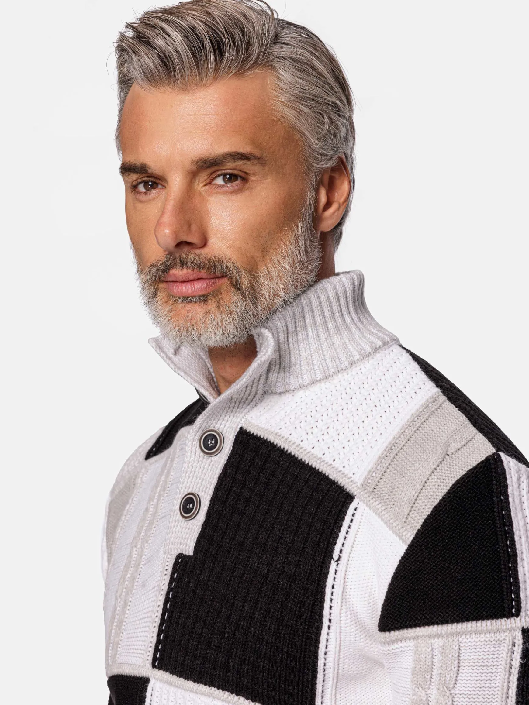 WAM DENIM Truien & Pullovers*Cambridge Pattern Black White Truien