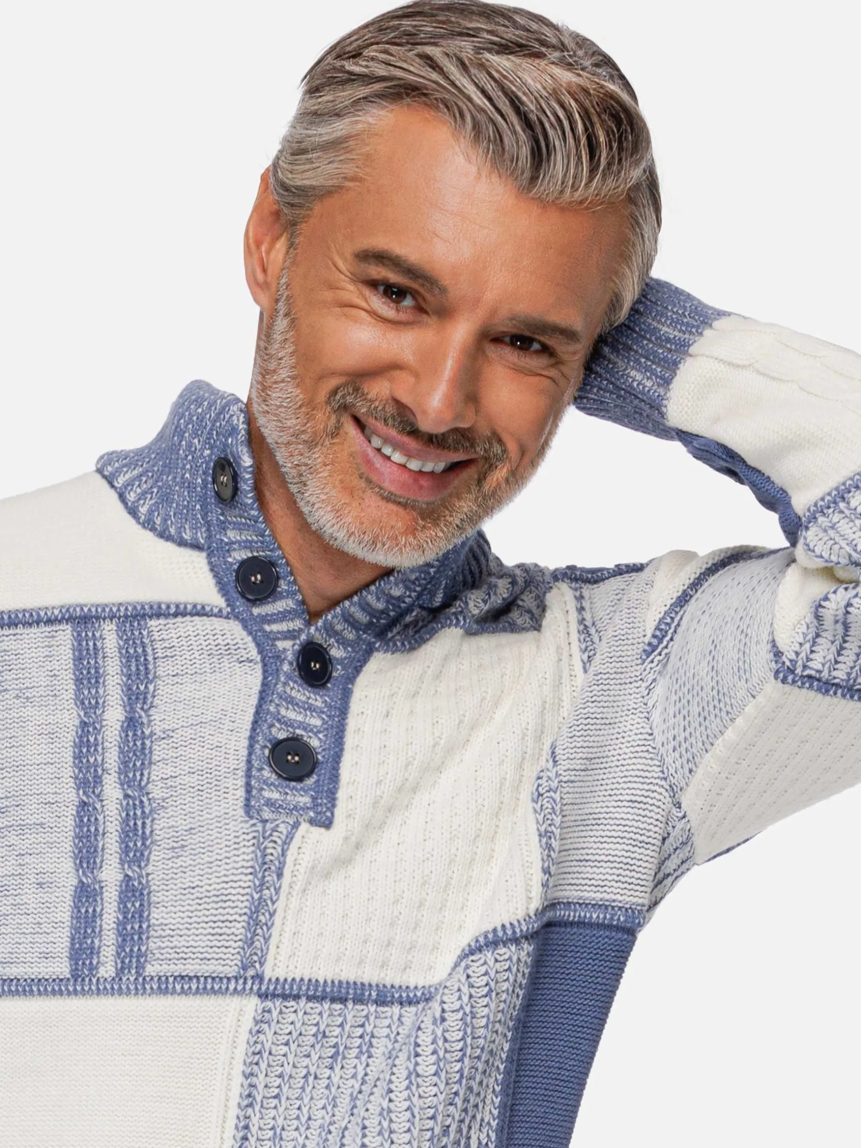 WAM DENIM Truien & Pullovers*Cambridge Pattern Blue White Truien