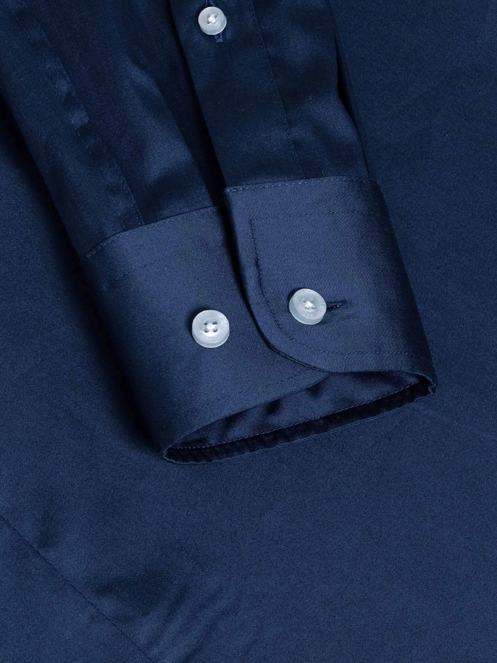 WAM DENIM Overhemd Lange Mouwen*Catalina Navy Solid Overhemd Lange Mouw