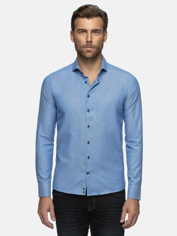 WAM DENIM Overhemd Lange Mouwen*Cruise Royal blue Long Sleeve Business Overhmed