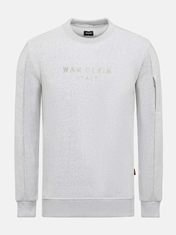 WAM DENIM Sweaters & Vesten*Dane Crew Neck Light Grey Sweater