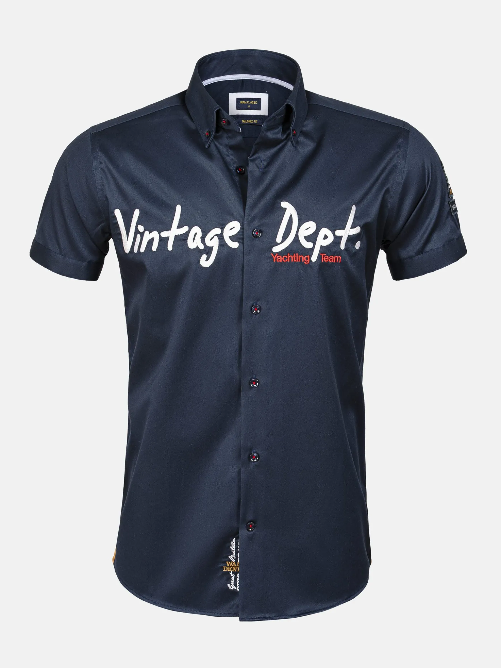 WAM DENIM Overhemd Korte Mouwen*Emble Navy Overhemd Korte Mouw