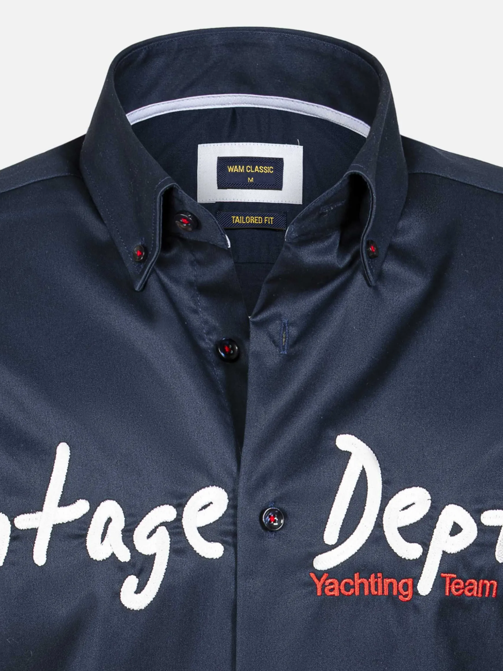 WAM DENIM Overhemd Korte Mouwen*Emble Navy Overhemd Korte Mouw