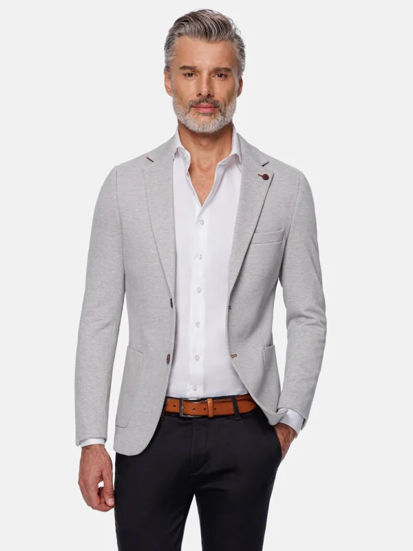 WAM DENIM Colberts & Blazers*Engima Patch Pocket Slim Light Grey Colbert