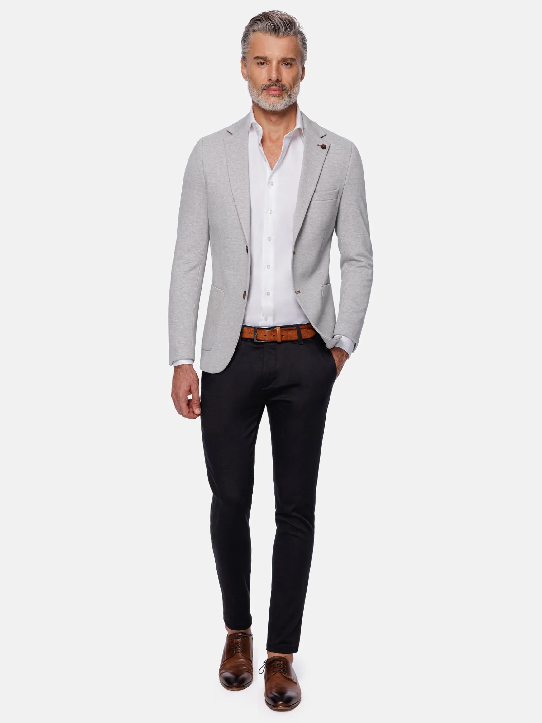 WAM DENIM Colberts & Blazers*Engima Patch Pocket Slim Light Grey Colbert