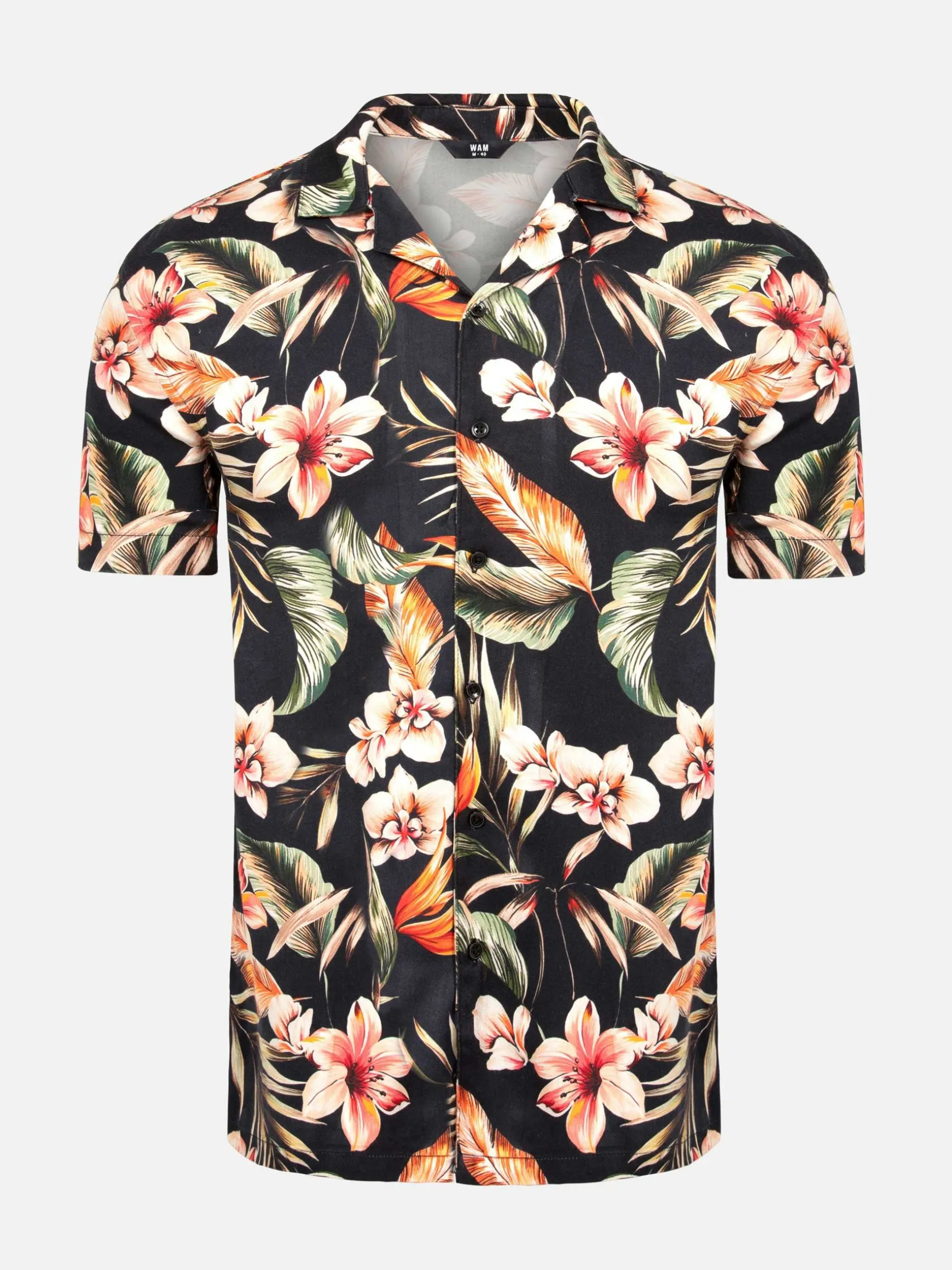 WAM DENIM Overhemd Korte Mouwen*Ethan Floral Black Overhemd