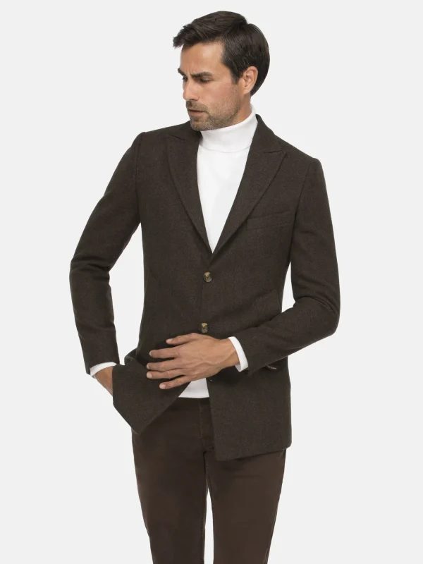 WAM DENIM Manteljassen*Ferras Peak Lapel Brown Mantel Jassen