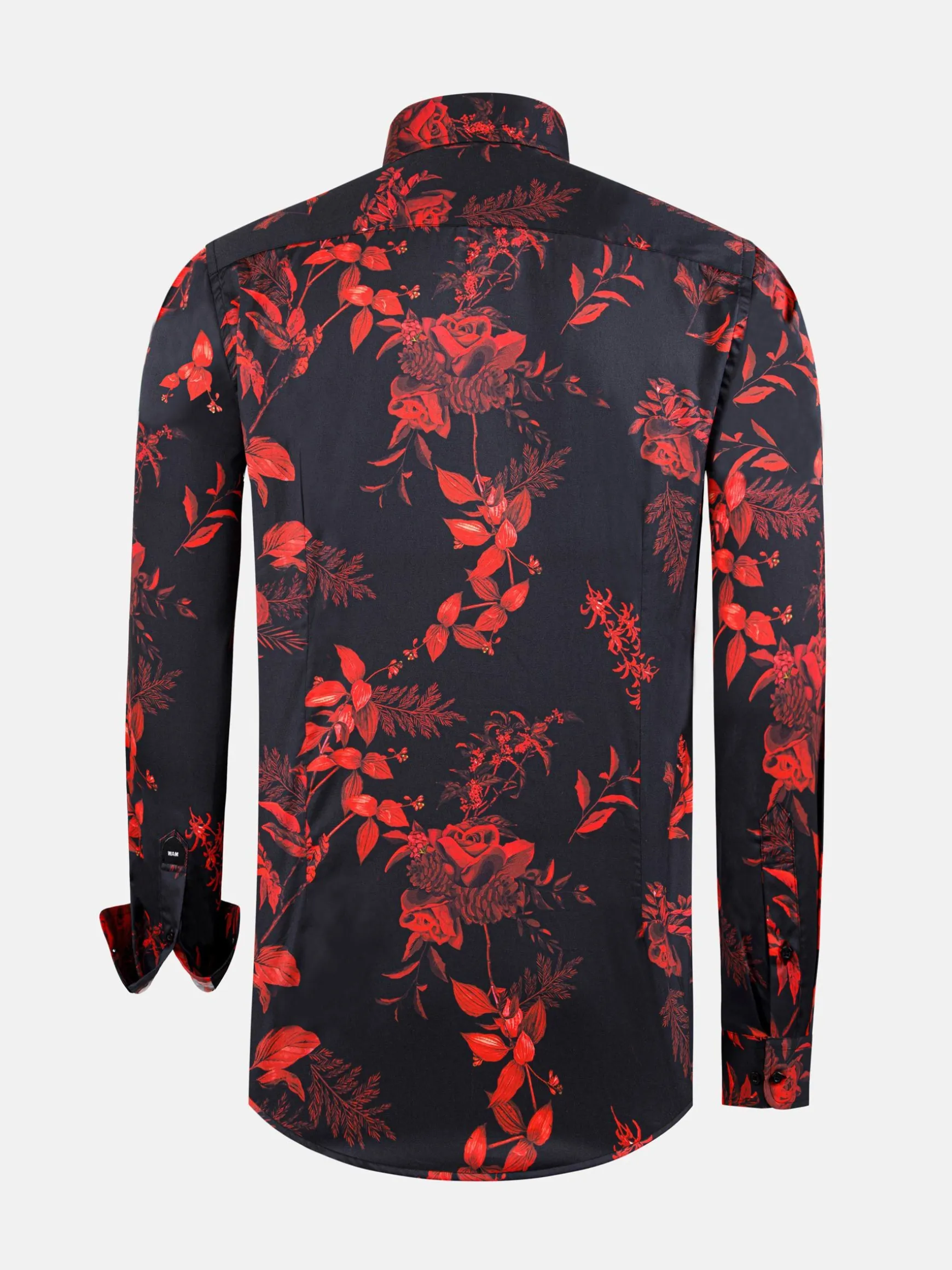 WAM DENIM Overhemd Lange Mouwen*Florence Red Floral Black Overhemd Lange Mouw