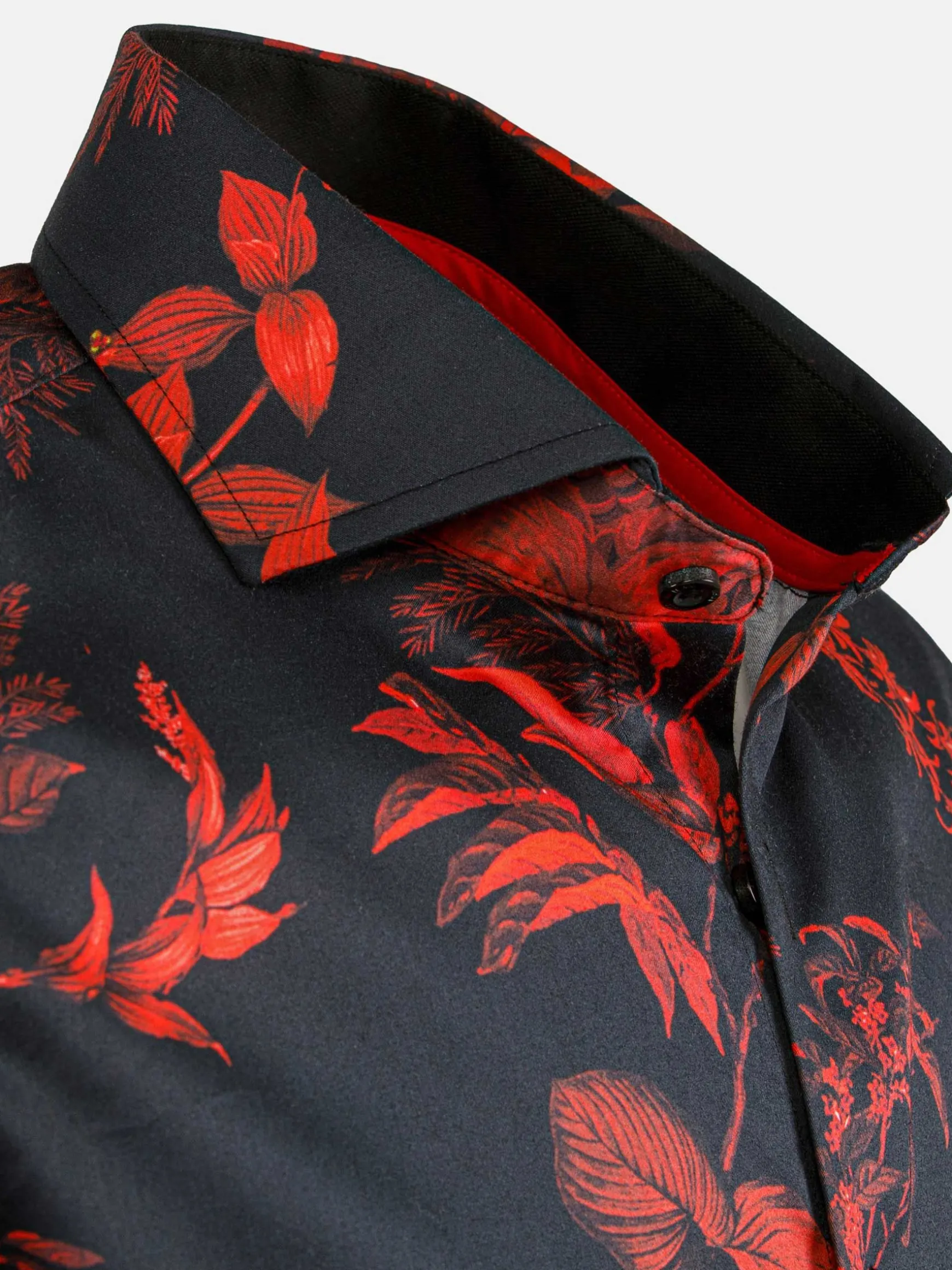 WAM DENIM Overhemd Lange Mouwen*Florence Red Floral Black Overhemd Lange Mouw