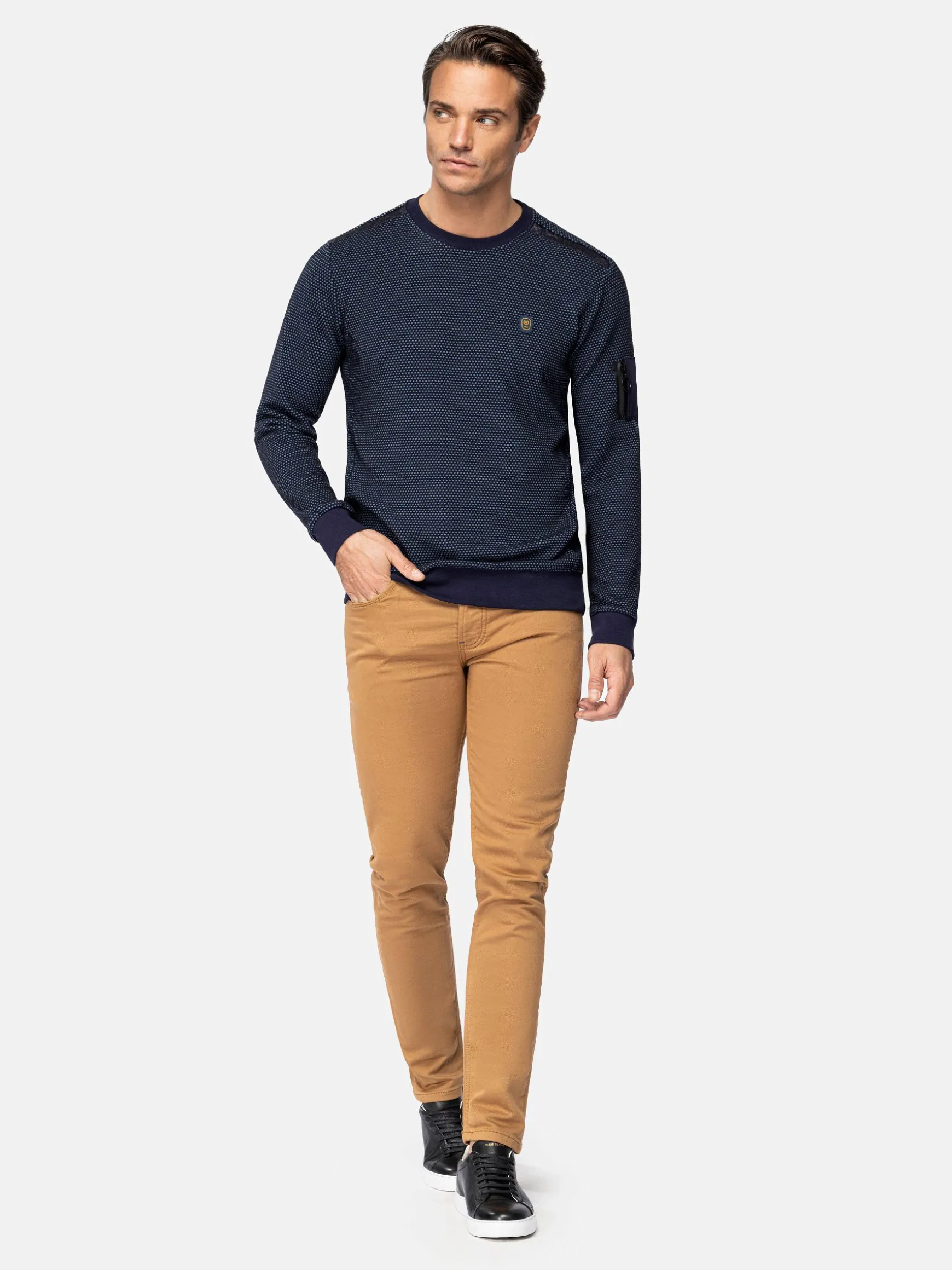 WAM DENIM Sweaters & Vesten*Foyel Crew Neck Navy Sweater