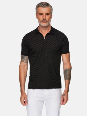 WAM DENIM Polo's*Gonzsles Black Zipper Polo