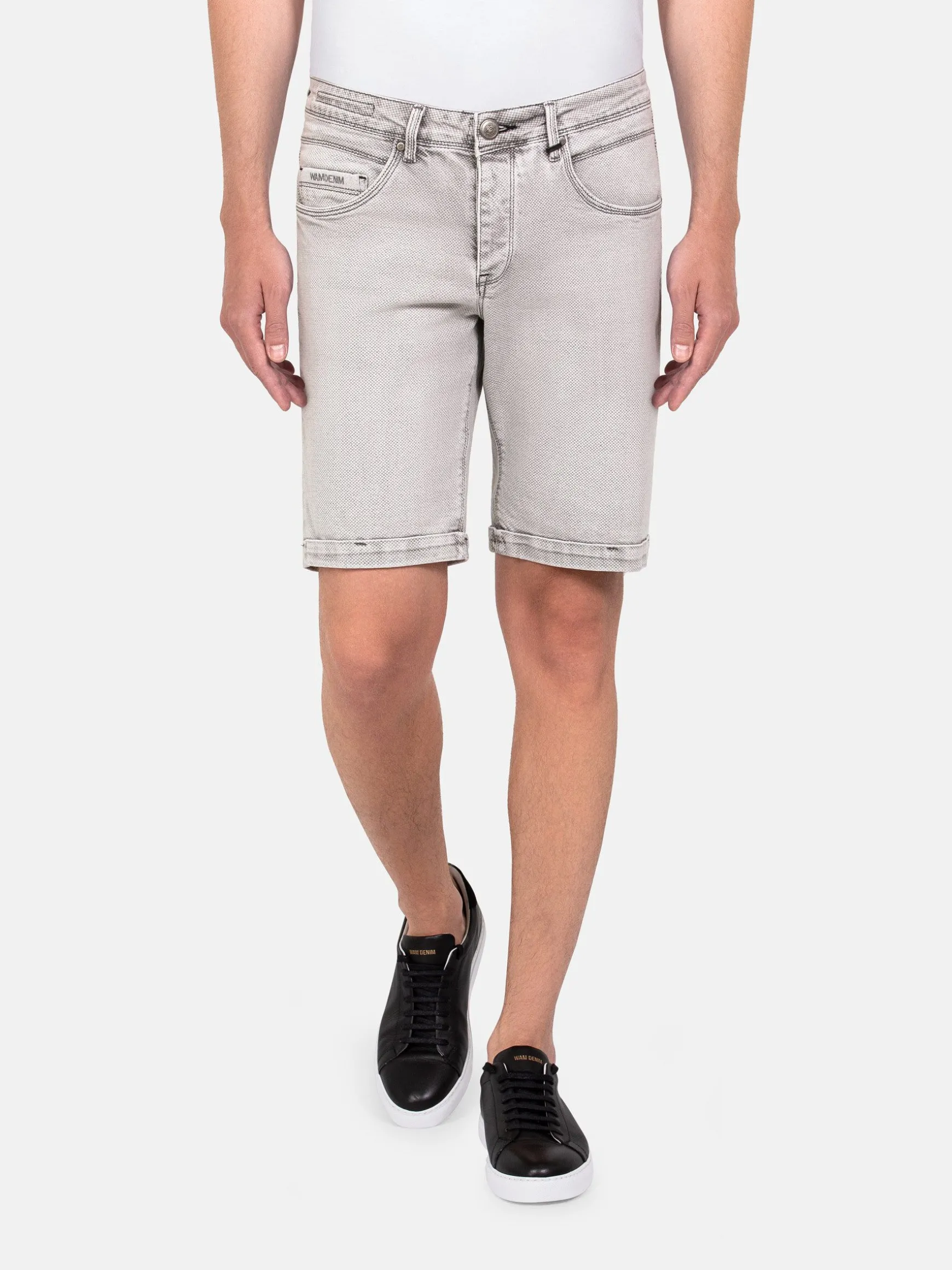 WAM DENIM Korte Broeken*Hanneman Micro Textured Grey Short