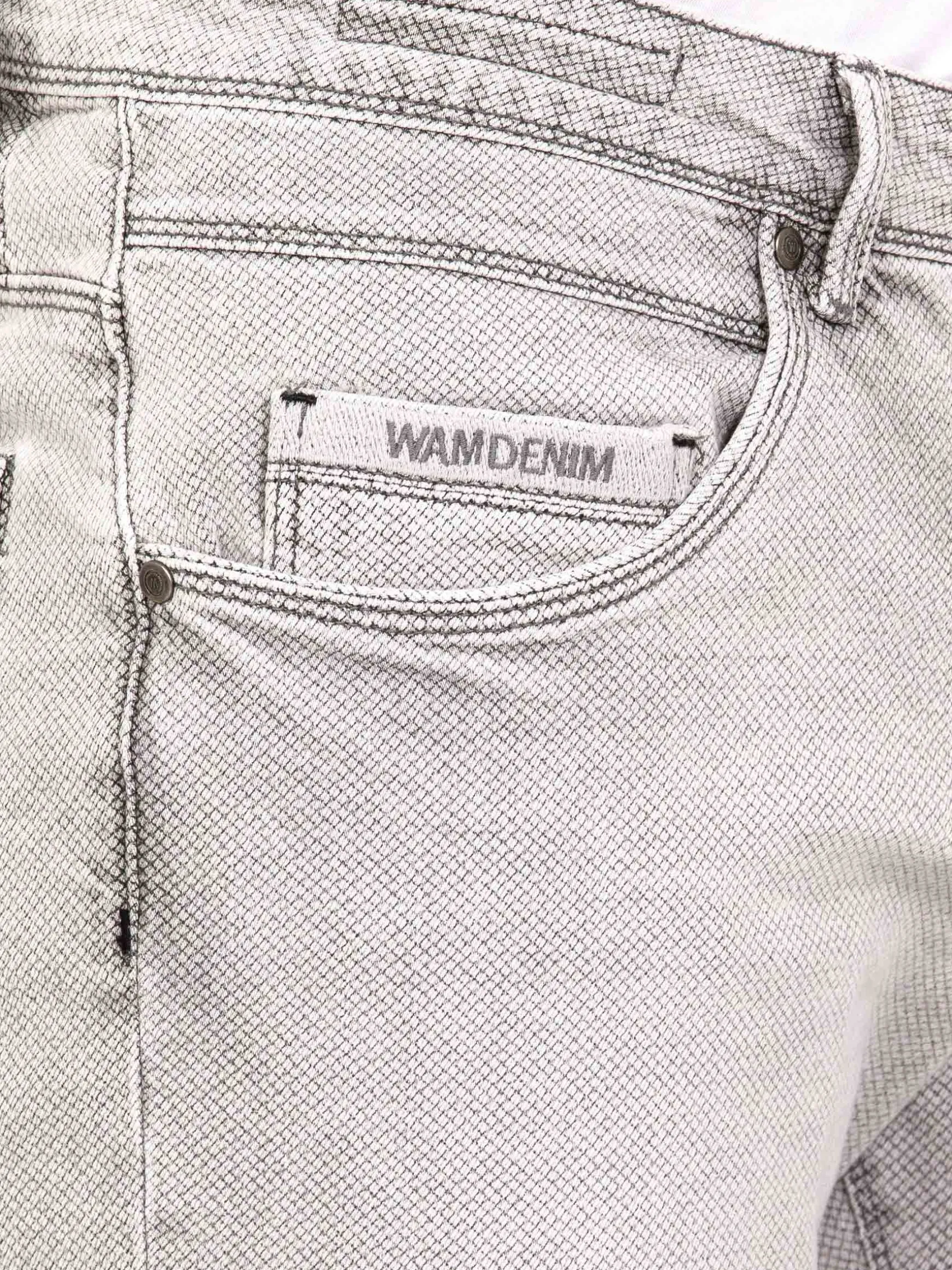 WAM DENIM Korte Broeken*Hanneman Micro Textured Grey Short
