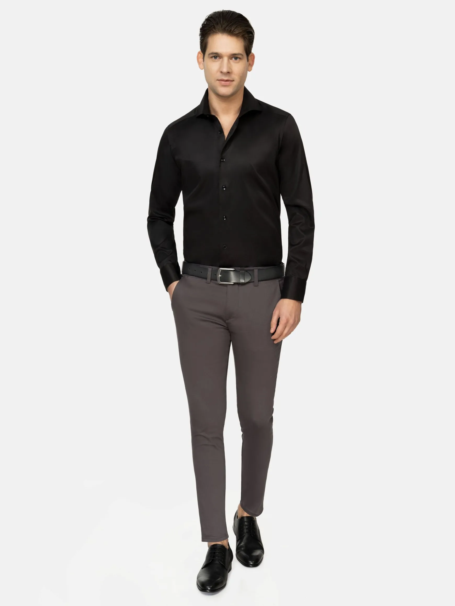 WAM DENIM Overhemd Lange Mouwen*Harvery Specter Black Long Sleeve Overhemd