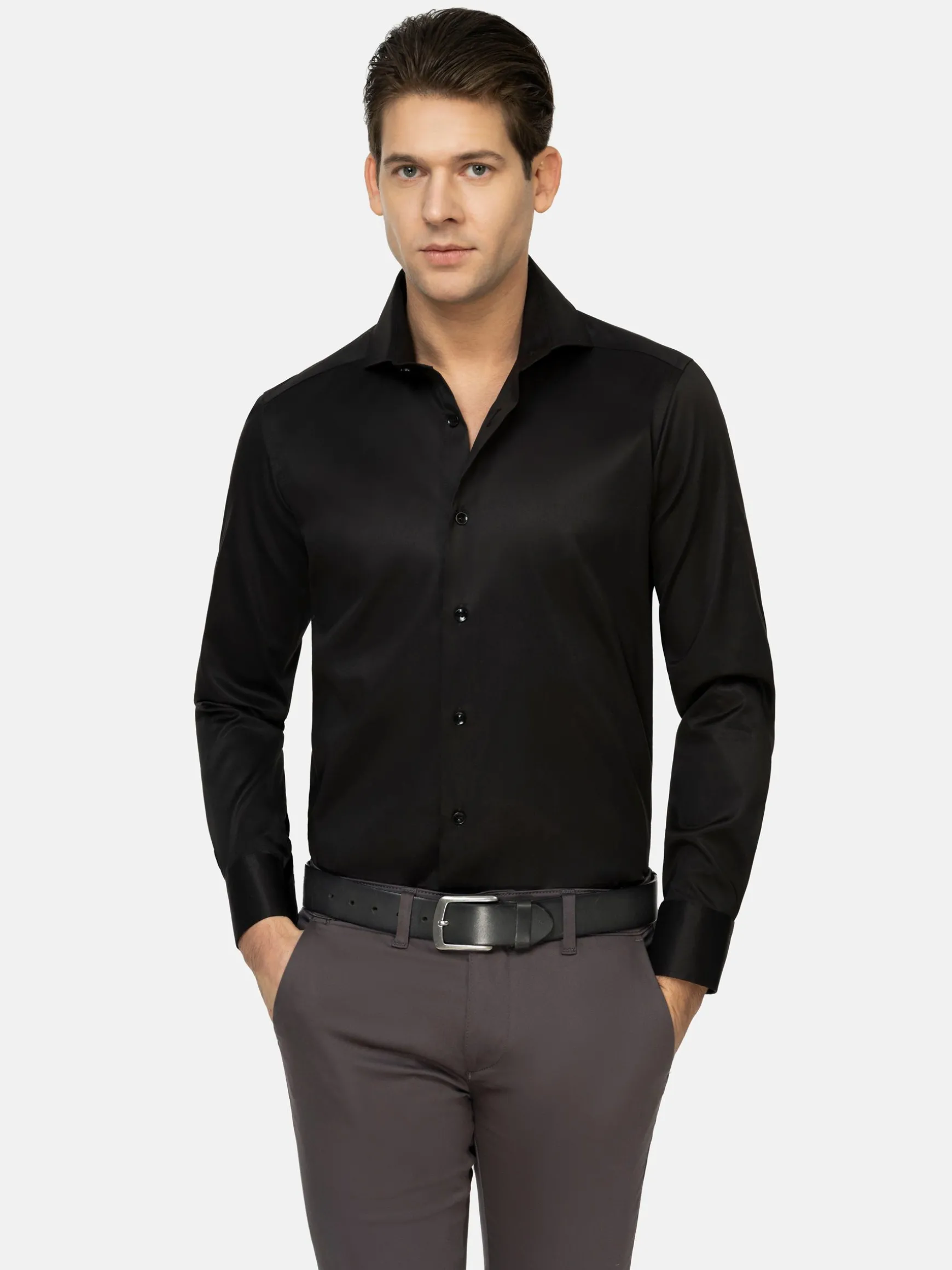 WAM DENIM Overhemd Lange Mouwen*Harvery Specter Black Long Sleeve Overhemd