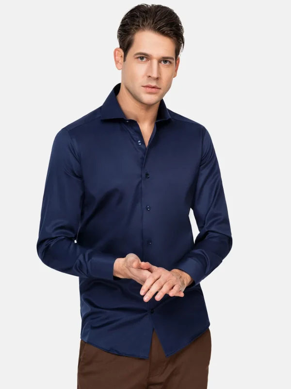 WAM DENIM Overhemd Lange Mouwen*Harvery Specter Navy Long Sleeve Overhemd