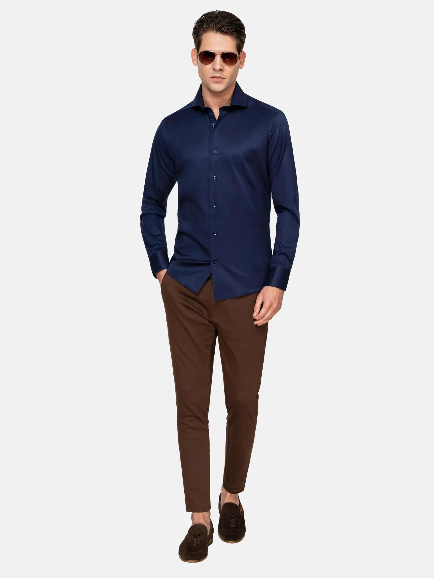 WAM DENIM Overhemd Lange Mouwen*Harvery Specter Navy Long Sleeve Overhemd