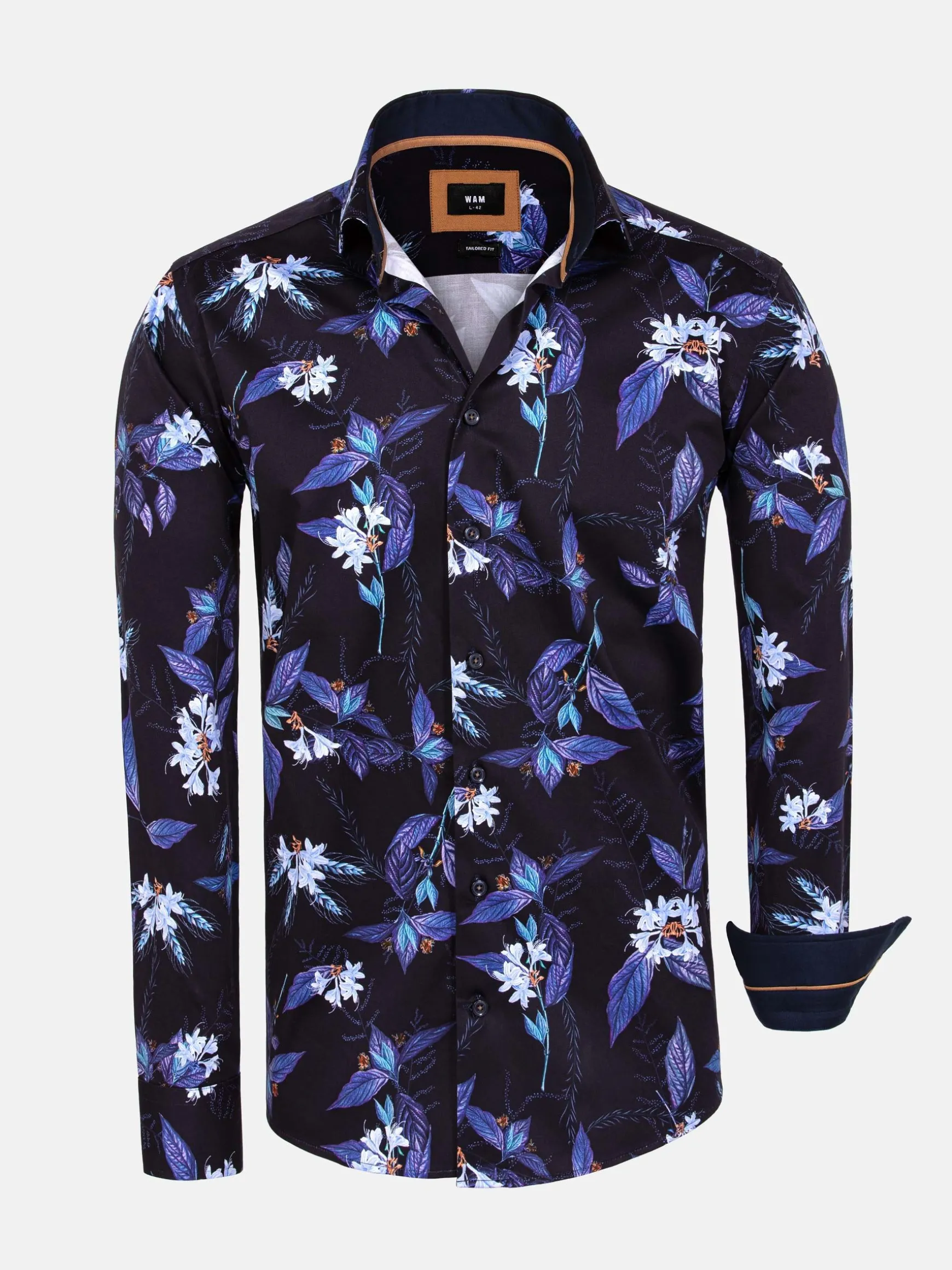 WAM DENIM Overhemd Lange Mouwen*Havana Navy Floral Print Overhemd Lange Mouw