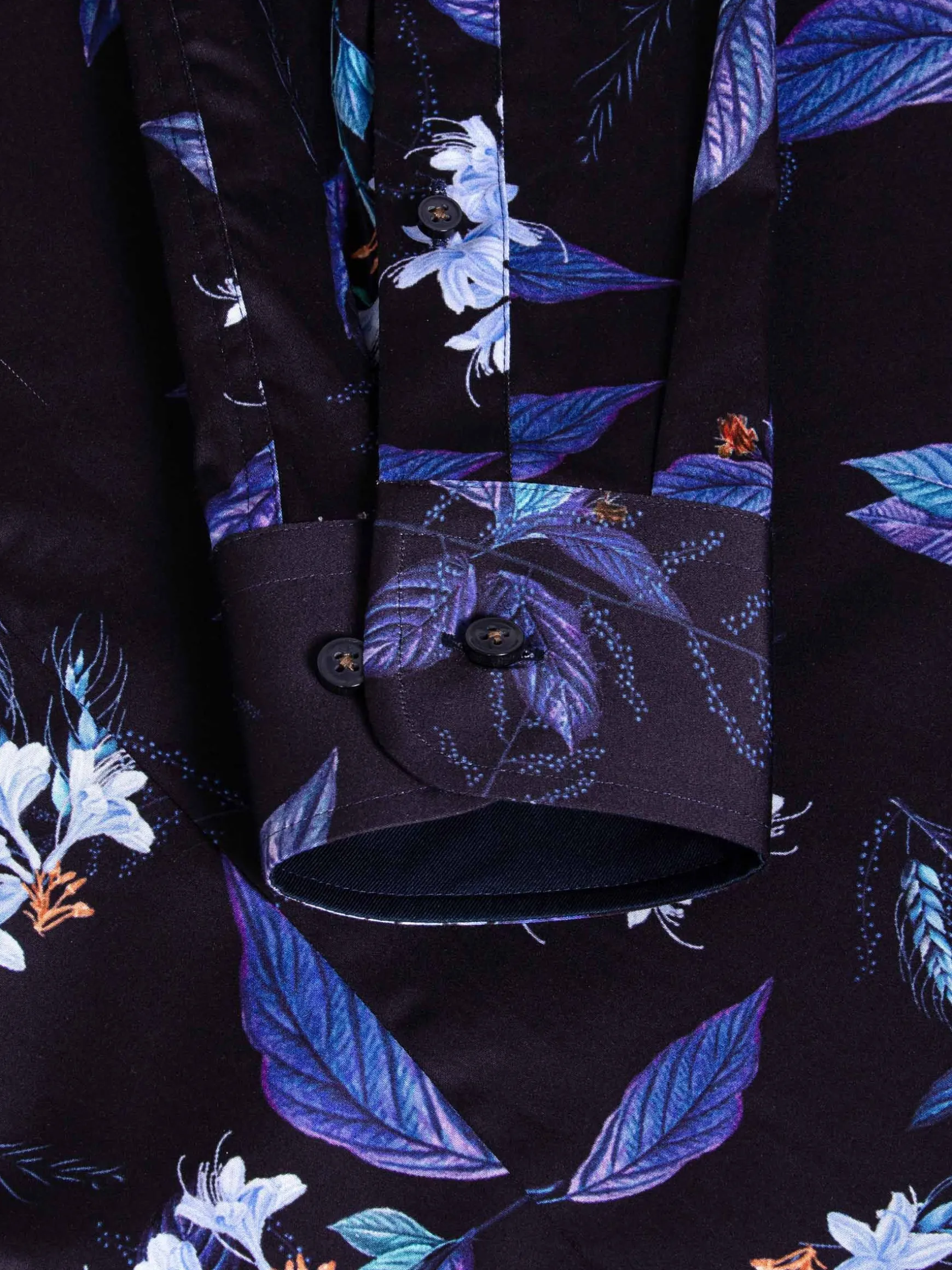 WAM DENIM Overhemd Lange Mouwen*Havana Navy Floral Print Overhemd Lange Mouw