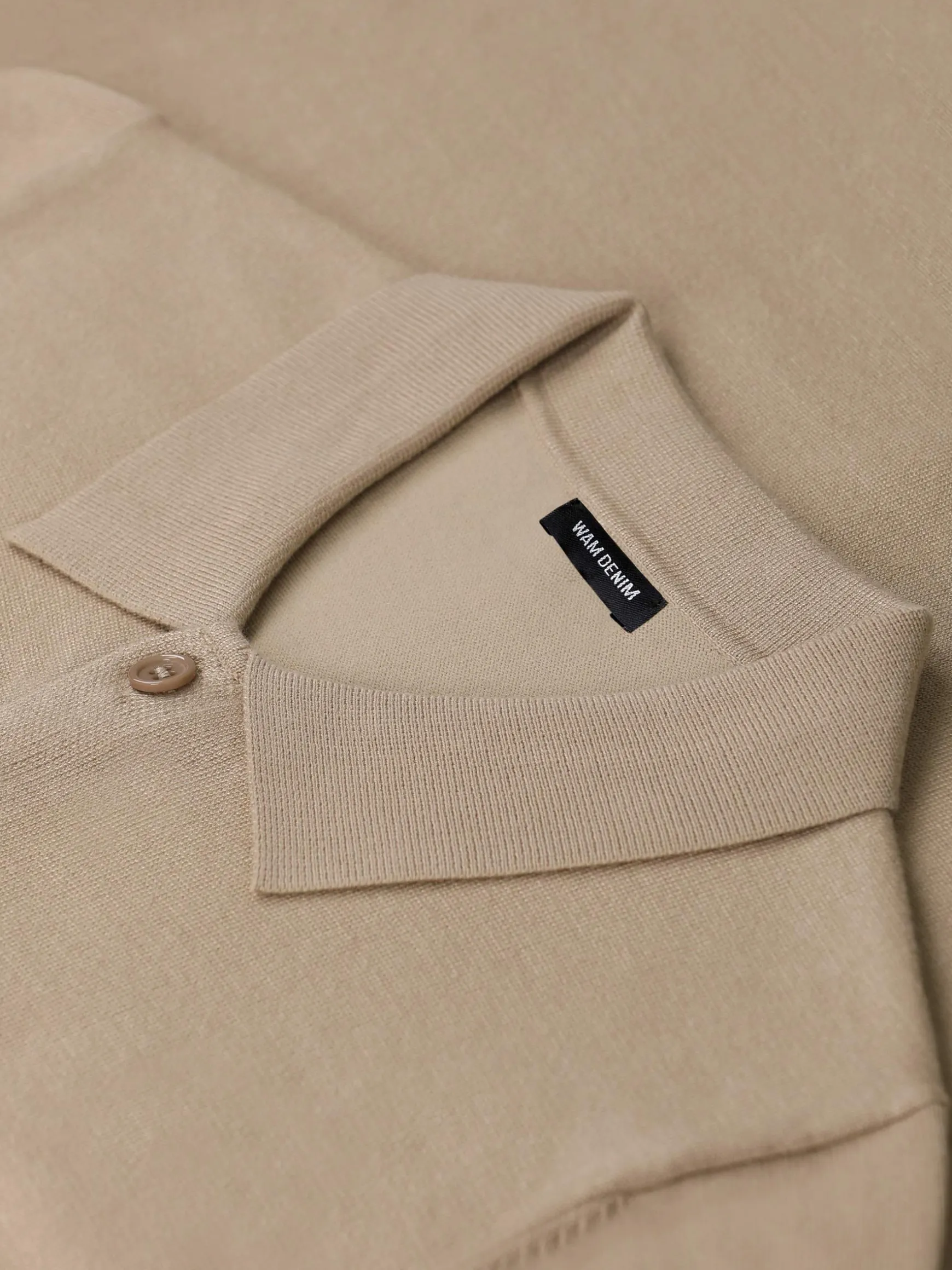 WAM DENIM Polo's*James Full Button-Down Beige Polo