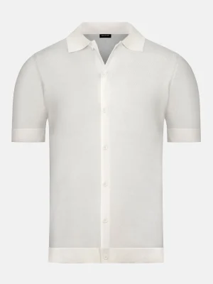 WAM DENIM Polo's*James Full Button-Down White Polo