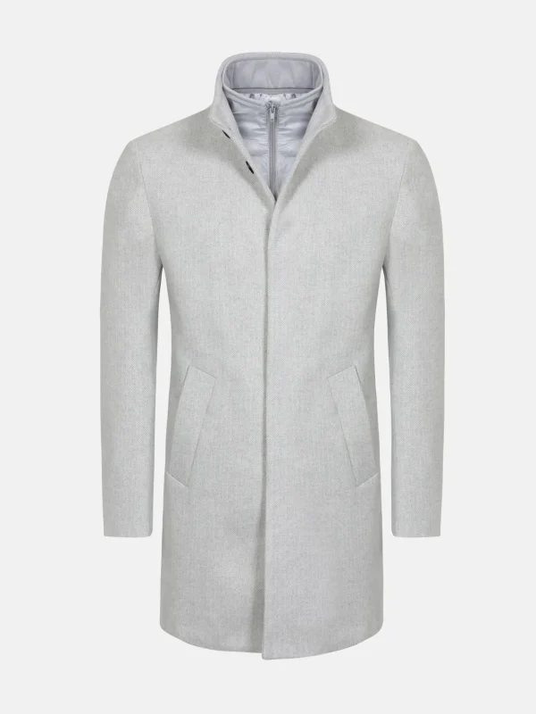 WAM DENIM Manteljassen*Kartier high Neck Light Grey Trench Coat