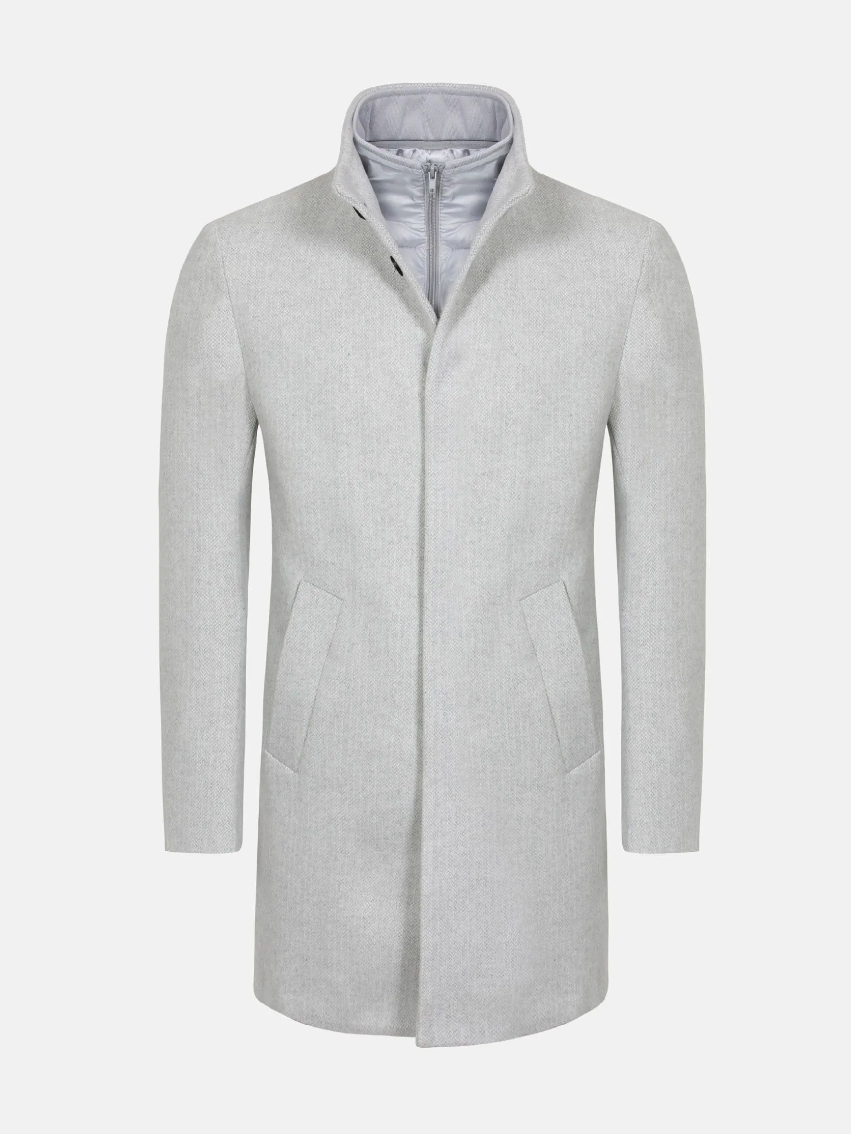 WAM DENIM Manteljassen*Kartier high Neck Light Grey Trench Coat