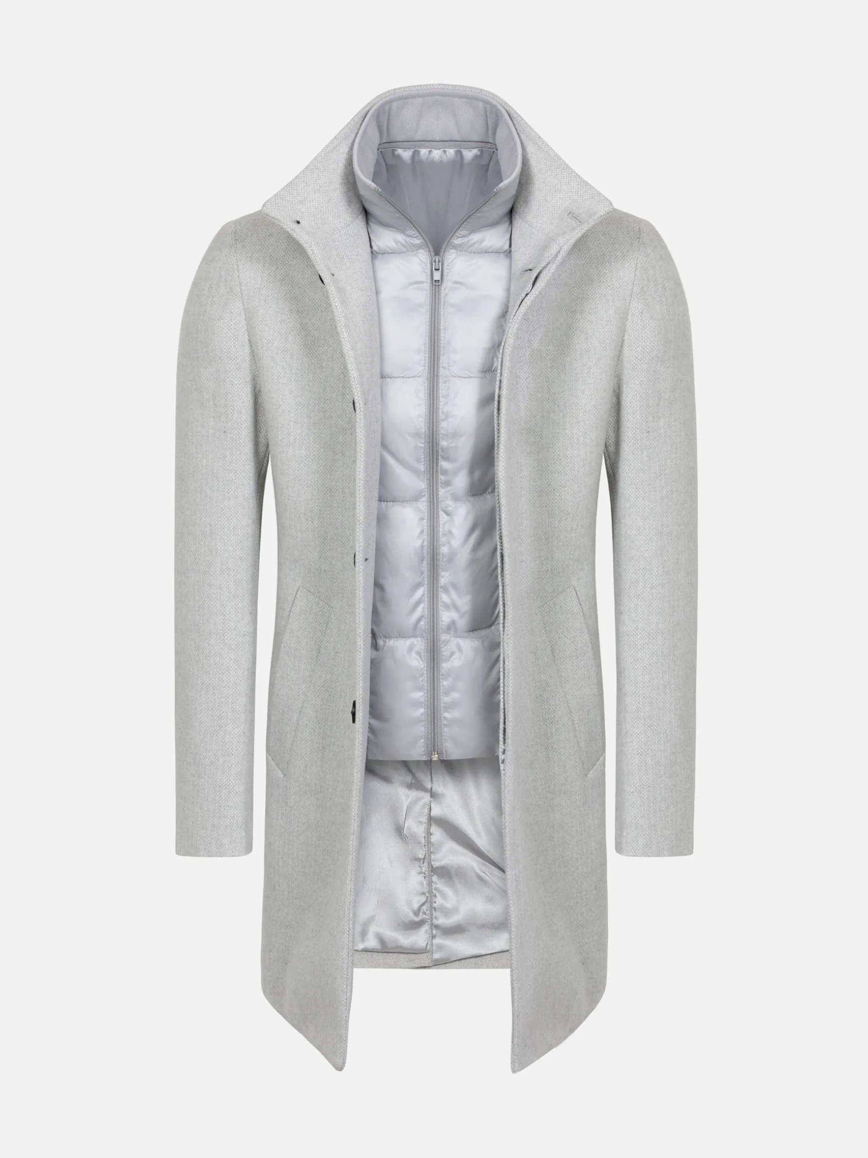 WAM DENIM Manteljassen*Kartier high Neck Light Grey Trench Coat