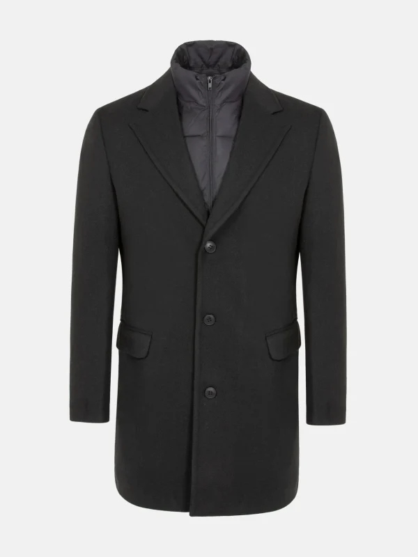 WAM DENIM Manteljassen*Korbin Notch lapeled Black Trench coat