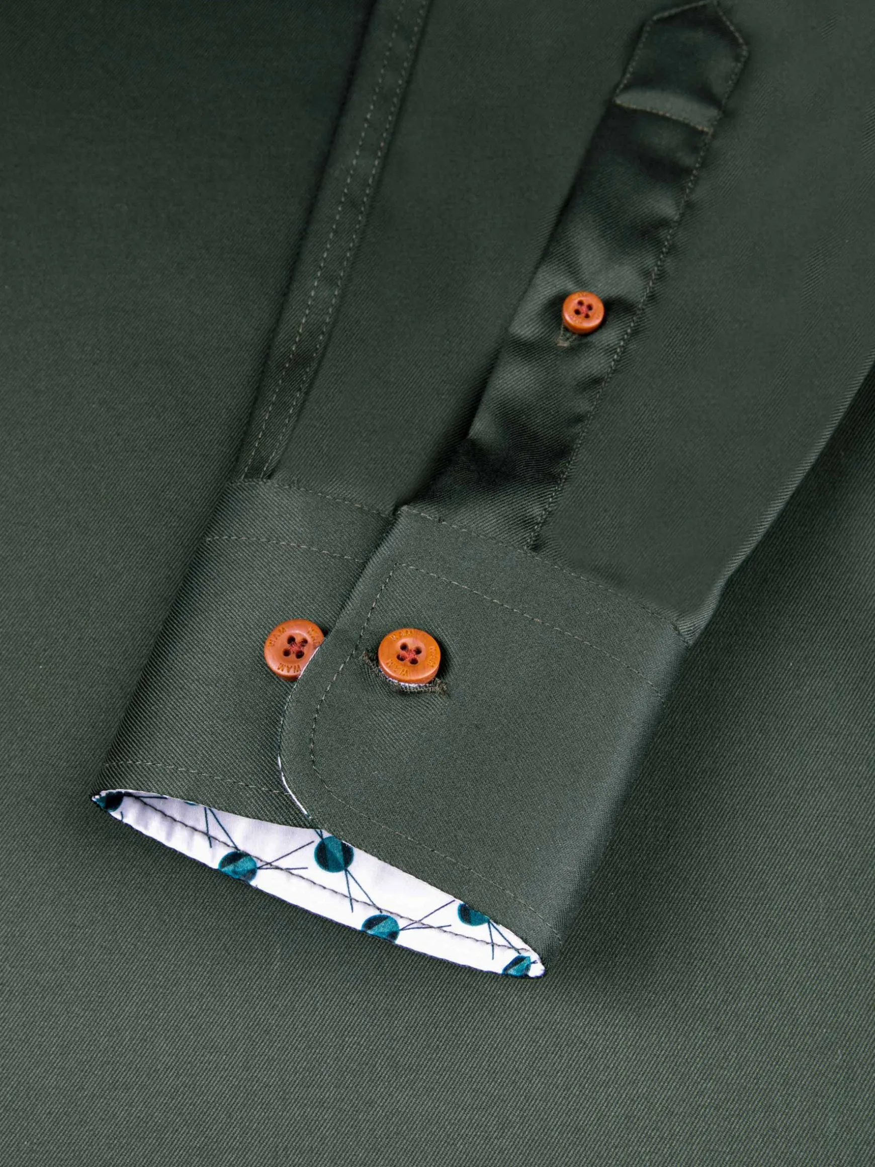 WAM DENIM Overhemd Lange Mouwen*Lance Solid Dark Green Overhemd Lange Mouw