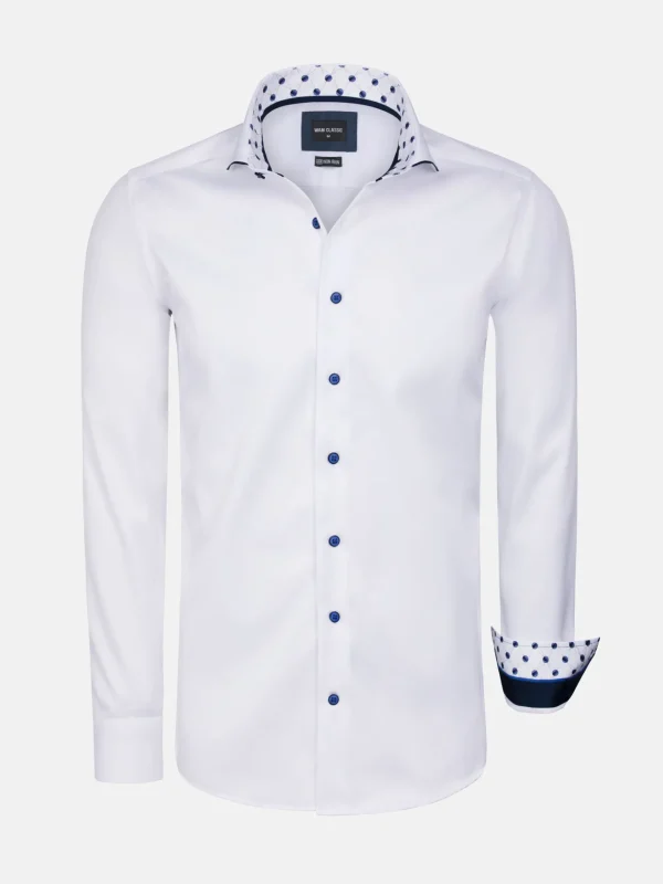 WAM DENIM Overhemd Lange Mouwen*Lance Solid White Overhemd Lange Mouw