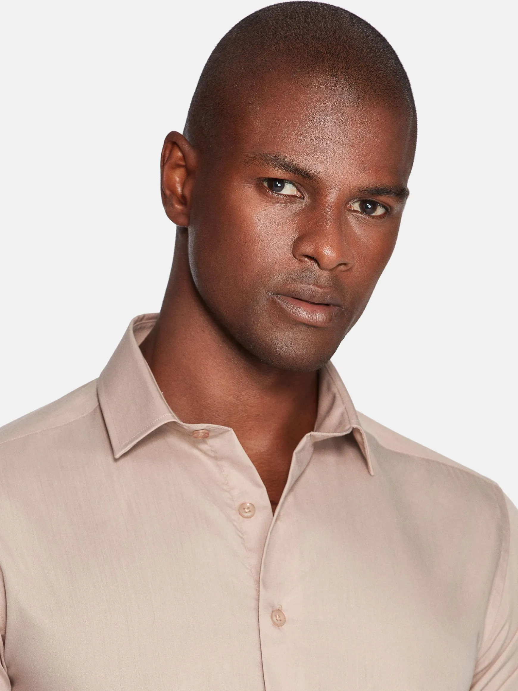 WAM DENIM Overhemd Lange Mouwen*Leira Solid Beige Overhemd Lange Mouw