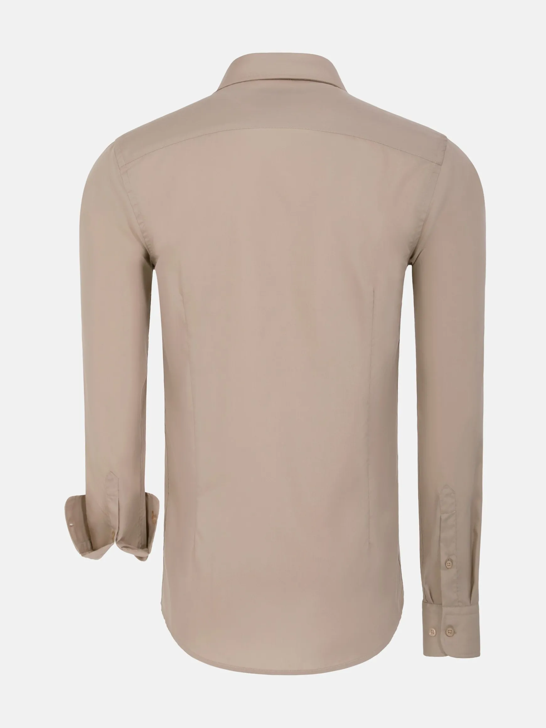 WAM DENIM Overhemd Lange Mouwen*Leira Solid Beige Overhemd Lange Mouw