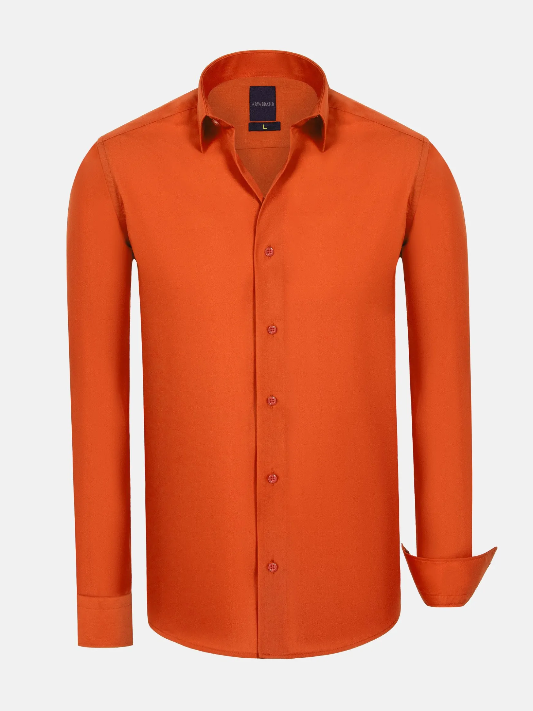 WAM DENIM Overhemd Lange Mouwen*Leira Solid Dark Orange Overhemd Lange Mouw