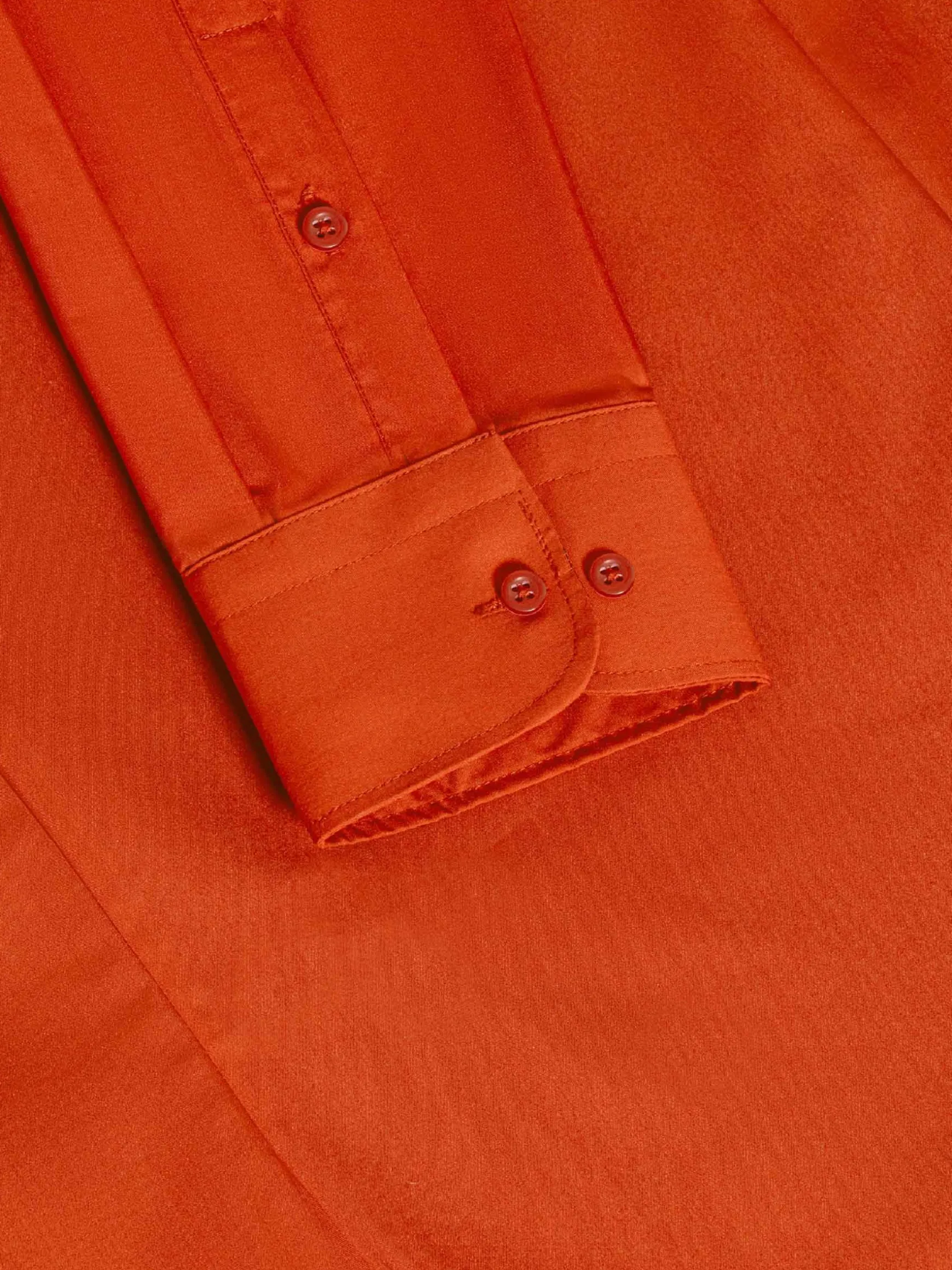 WAM DENIM Overhemd Lange Mouwen*Leira Solid Dark Orange Overhemd Lange Mouw