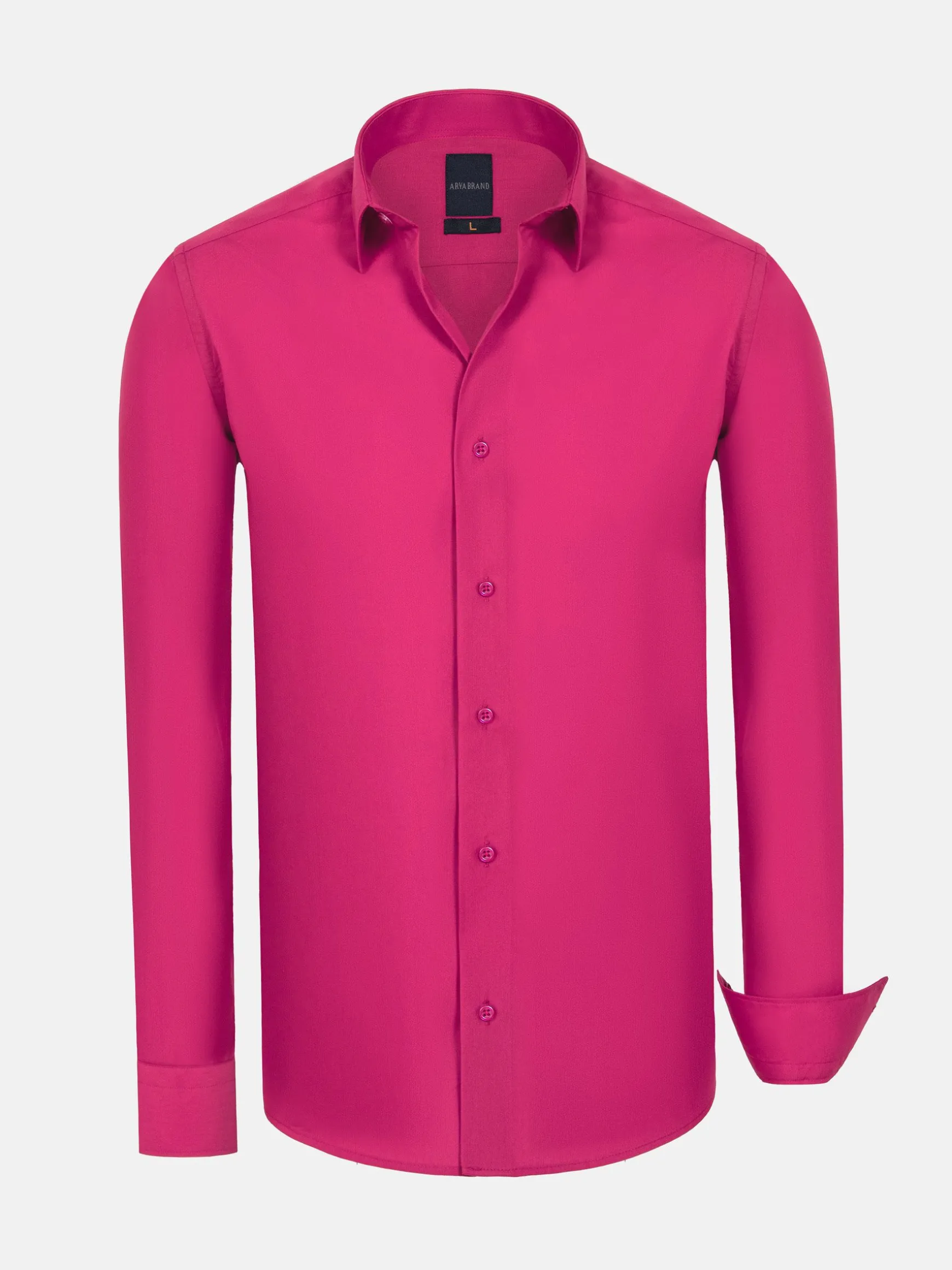 WAM DENIM Overhemd Lange Mouwen*Leira Solid Fuchsia Overhemd Lange Mouw