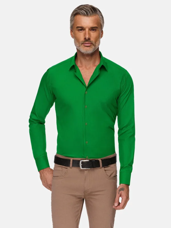 WAM DENIM Overhemd Lange Mouwen*Leira Solid Light Green Overhemd Lange Mouw