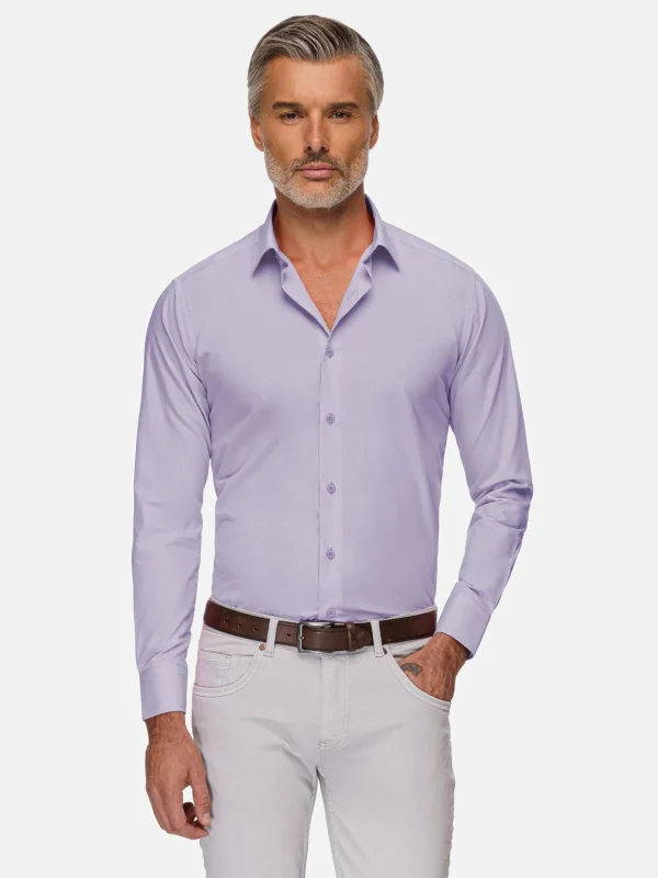 WAM DENIM Overhemd Lange Mouwen*Leira Solid Lilac Overhemd Lange Mouw