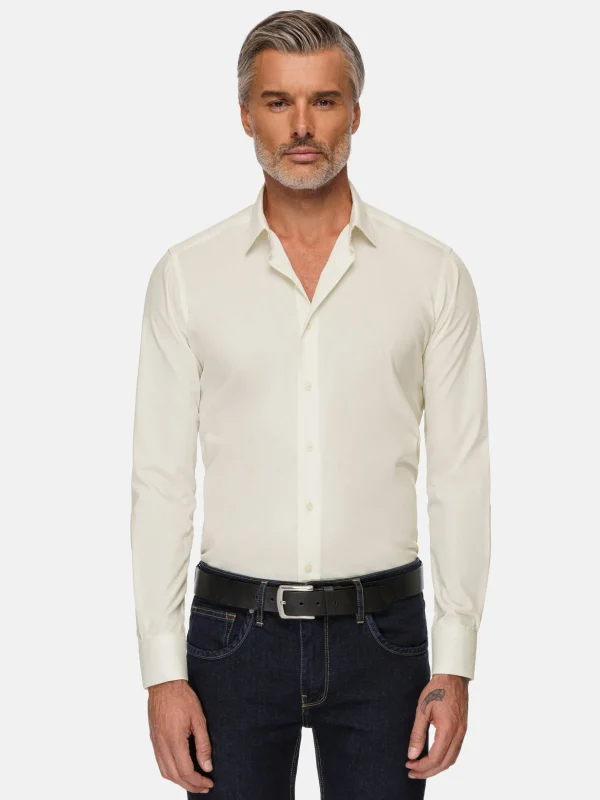 WAM DENIM Overhemd Lange Mouwen*Leira Solid Off White Overhemd Lange Mouw