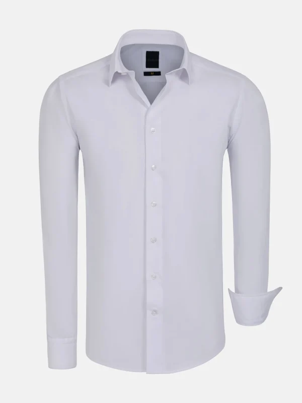 WAM DENIM Overhemd Lange Mouwen*Leira Solid White Overhemd Lange Mouw