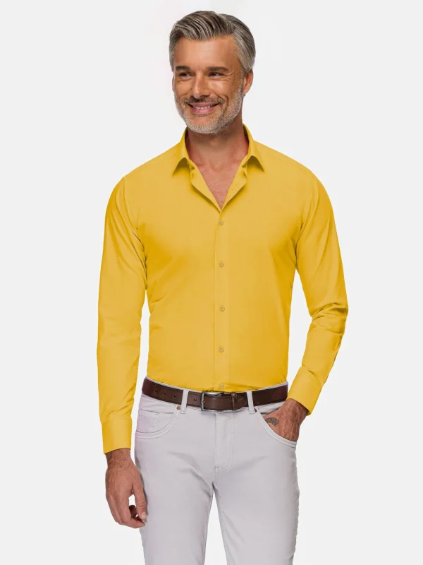 WAM DENIM Overhemd Lange Mouwen*Leira Solid Yellow Overhemd Lange Mouw