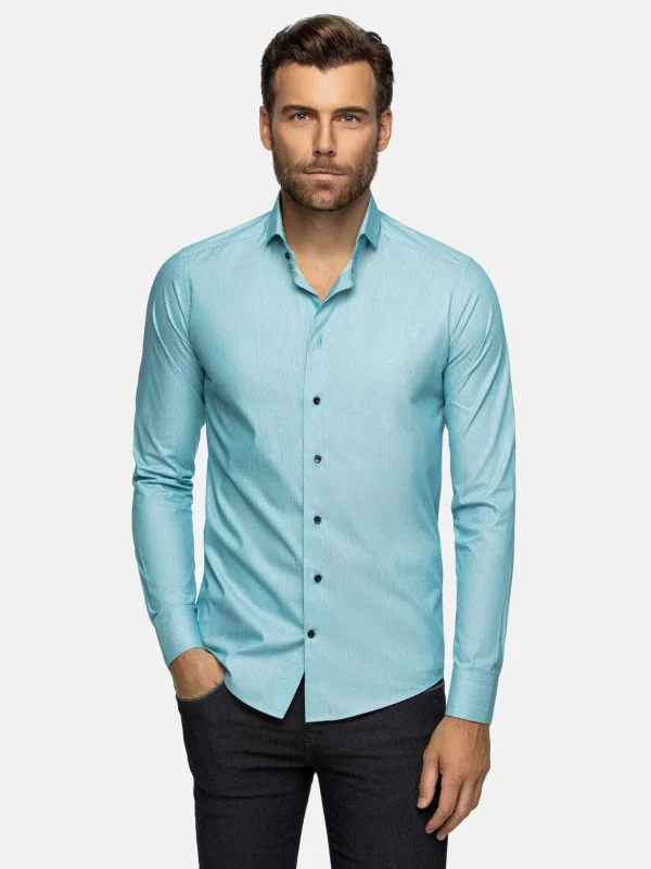 WAM DENIM Overhemd Lange Mouwen*Murial Turquoise Business Overhemd