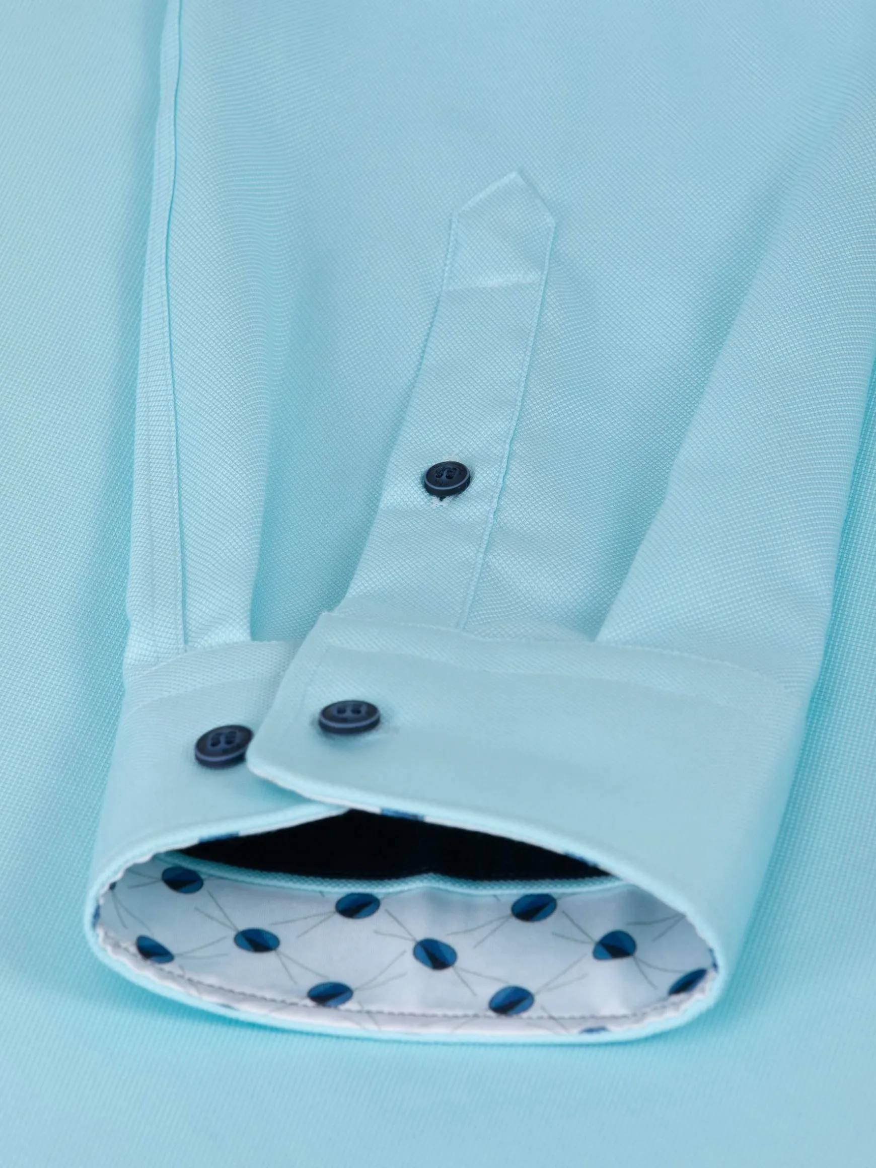 WAM DENIM Overhemd Lange Mouwen*Mykonos Solid Light Turquoise Overhemd Longe Mouw