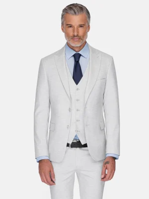 WAM DENIM Pakken & Maatwerk*Newsted Comfort Wide Lapel Light Grey Colbert