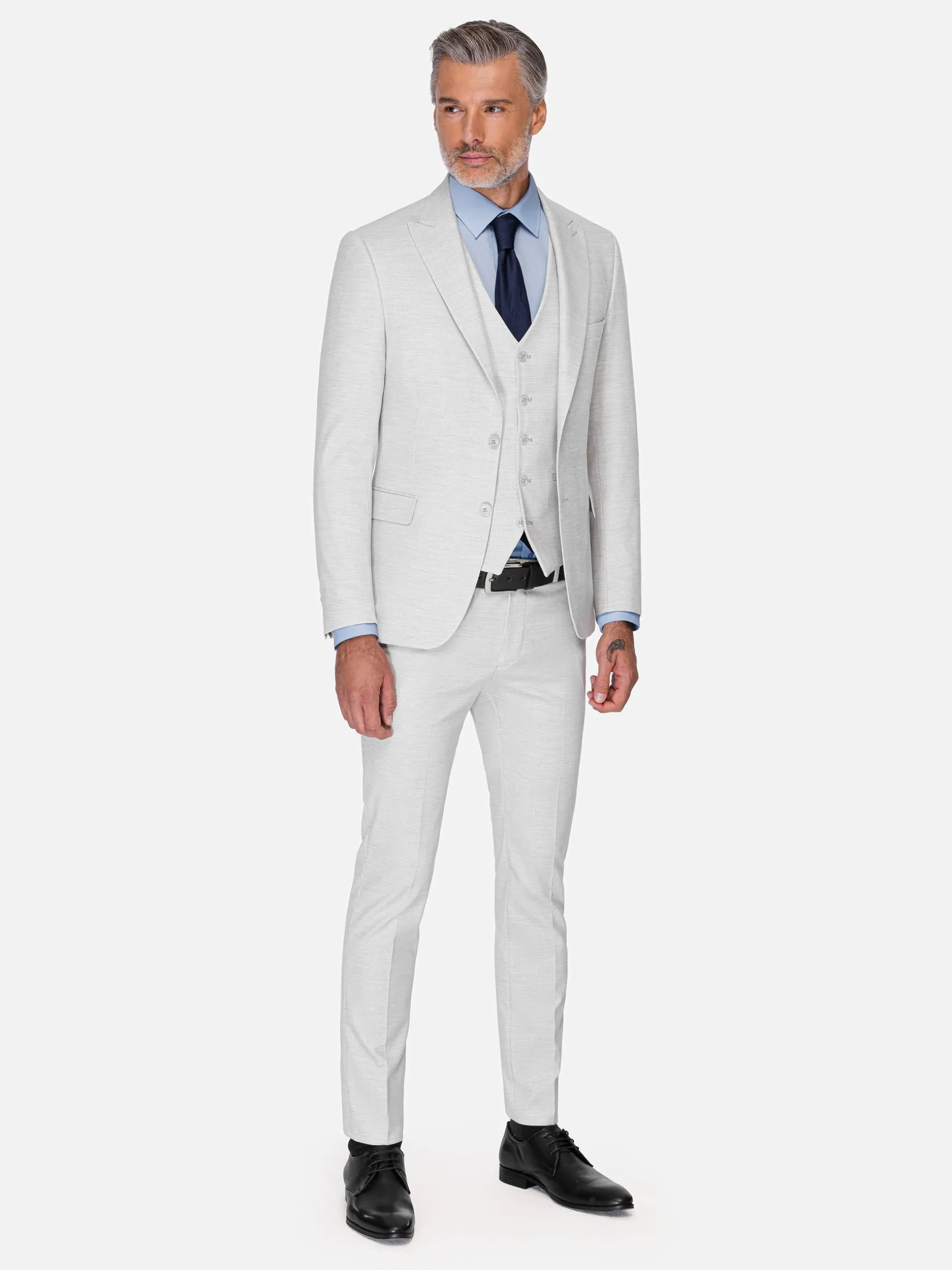 WAM DENIM Pakken & Maatwerk*Newsted Comfort Wide Lapel Light Grey Colbert